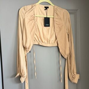 NBD Women's Beige Ruched Blouse